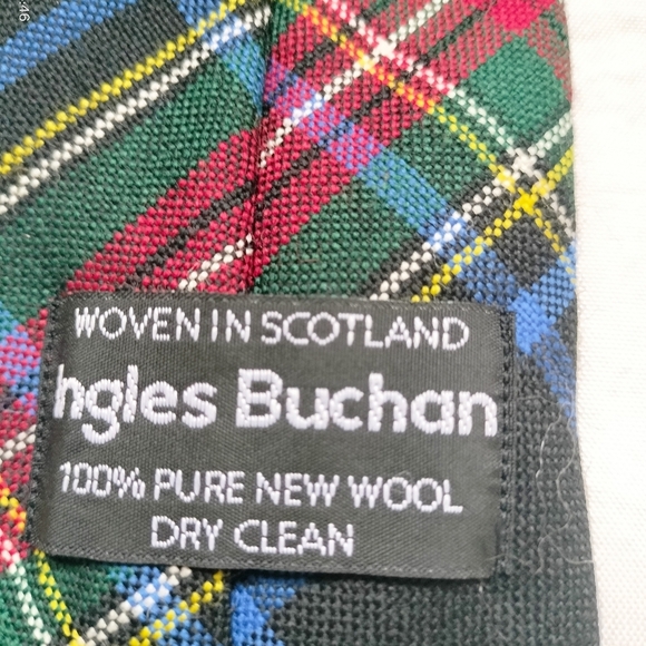 INGLES BUCHAN Tie Necktie Pure Wool Woven In Scotland Tartan Plaid Checks - Picture 4 of 8